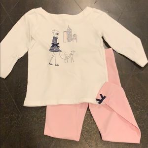 Janie and jack dog t and pink pants with bows 3T